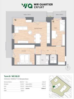 Foto - 3 Zimmer Wohnung ab 01.02.2026 - 1.450,00 EUR Kaltmiete,