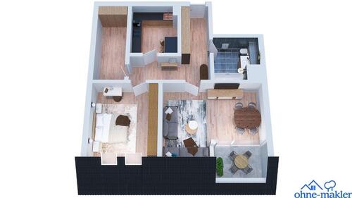 Foto - Gepflegte 2-Raum -DG- Wohnung mit Balkon in Aschersleben