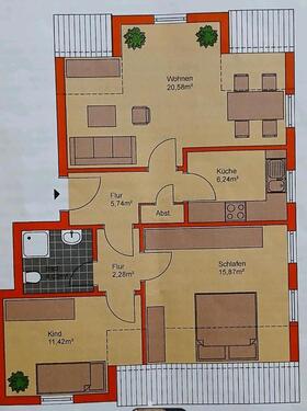 Foto - Mietwohnung 3 Zimmer 66,15qm - 450,00 EUR Kaltmiete,