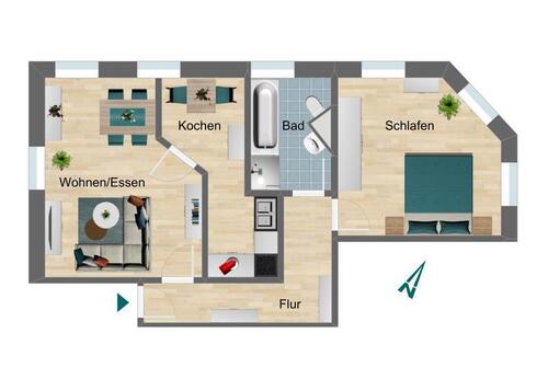 Foto - 2 Zimmer Etagenwohnung zur Miete in Triptis