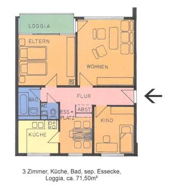 Foto - 3 Zimmer Etagenwohnung zur Miete in Kassel