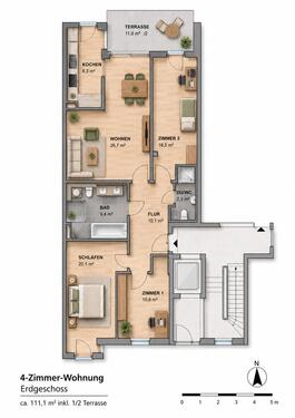 Foto - Privat 4-Zimmer-Gartenwohnung mit ca. 110 m² Garten und Terrasse