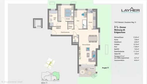 Foto - Schöne 3,5 Zimmer Erdgeschosswohnung