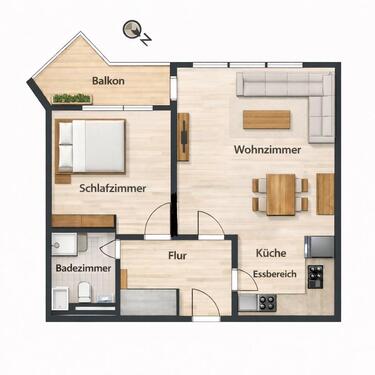 Foto - Helle und gepflegte 2-Zimmerwohnung mit Balkon und Garage