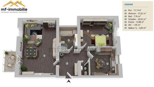 Foto - ansprechende 2-Zimmer-Wohnung in Mariental 95 m2, Küche, Bad, Gäste WC,
