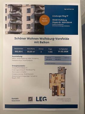Foto - 3-Zimmer-Wohnung Vorsfelde mit Balkon