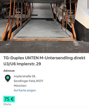 Foto - Duplex Tiefgaragenstellplatz Implerstraße München