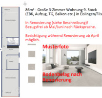 3-Zi. Wohnung 86m² +EBK, 2 Balkone, TG, Aufzüge (In Renovierung) - Eislingen (Fils)