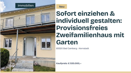 Foto - Provisionsfreies Zweifamilienhaus mit Garten