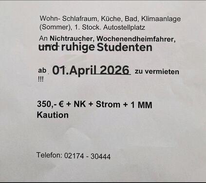 Foto - 1 Zimmer Etagenwohnung zur Miete in Leverkusen