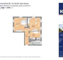 HWG Wohnung in toller Lage - 723,00&nbsp;EUR Kaltmiete, ca.&nbsp; 63,40&nbsp;m&sup2; in Halle (Saale) (PLZ: 06128) Gesundbrunnen