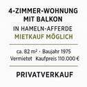 Foto - Hameln-Afferde: Gepflegte 4-Zimmer-Wohnung mit Balkon - Mietkauf
