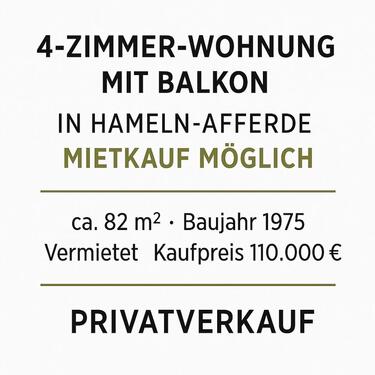 Foto - Hameln-Afferde: Gepflegte 4-Zimmer-Wohnung mit Balkon - Mietkauf