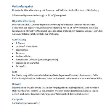 Foto - 2 Zimmer Erdgeschoßwohnung zum Kaufen in Konstanz