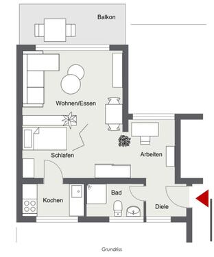 Foto - 1-Zimmer-Apartment in ruhiger Lage – renoviert & teilmöbliert
