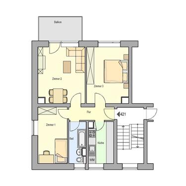 Foto - 3 Zimmer Etagenwohnung zur Miete in Schleiz