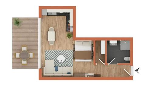 Foto - Helle 1-Zimmer-Wohnung mit Terrasse in Schnaittach bei Nürnberg.