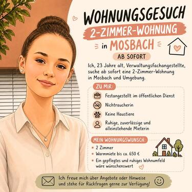 Foto - Zwei-Zimmer-Wohnung in Mosbach - 650,00&nbsp;EUR Kaltmiete, ca.&nbsp; 50,00&nbsp;m&sup2;