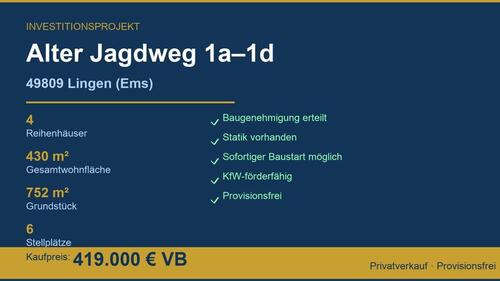 Foto - Genehmigtes Neubauprojekt – 4 Reihenhäuser, 430 m² Wohnfläche