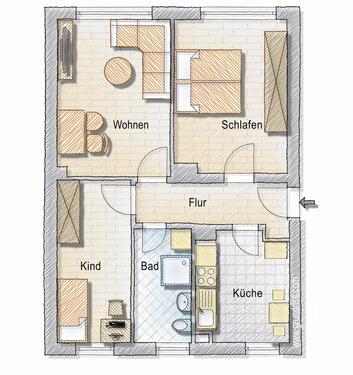 Foto - Wohnung 2R 51m2 3R 62m2 mit EBK, NEU SANIERT Geithain
