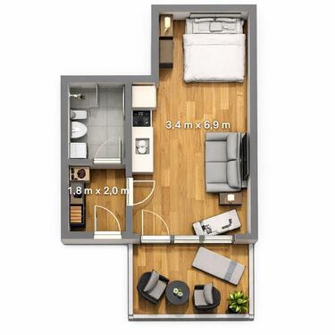 Foto - Erstbezug nach Vollsanierung, 1-Raum Apartment in der Innenstadt!