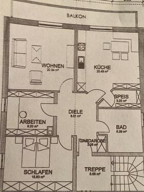 Foto - 3-Zimmer Wohnung ca.90 qm OG Südbalkon