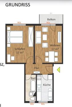 Foto - 2 Raum Wohnung - 400,00&nbsp;EUR Kaltmiete, ca.&nbsp; 49,00&nbsp;m&sup2;