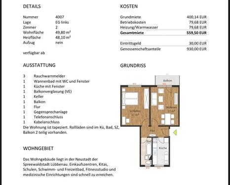 Foto - 1 Zimmer Erdgeschoßwohnung zur Miete in Lübbenau (Spreewald)