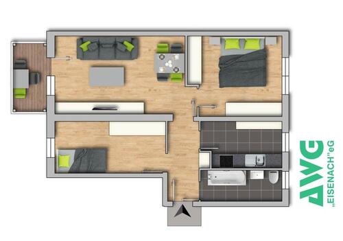 Foto - 3 Zimmer Etagenwohnung zur Miete in Eisenach