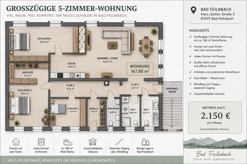 Foto - Wohnung zu vermieten - 2.150,00&nbsp;EUR Kaltmiete, ca.&nbsp; 170,00&nbsp;m&sup2;