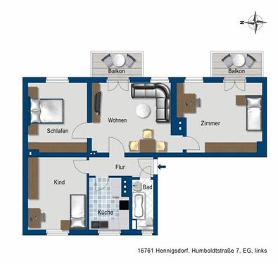 Foto - 4 Zimmer Erdgeschoßwohnung zur Miete in Hennigsdorf
