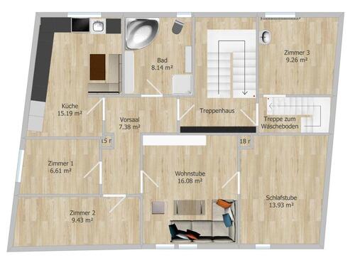 Foto - Wohnung zu vermieten - 539,00 EUR Kaltmiete, ca.  83,00 m²