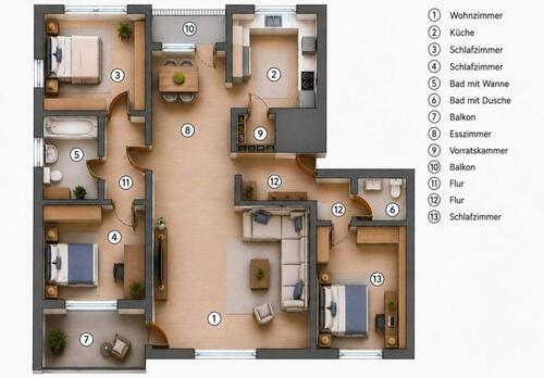 Foto - 4,5-Zimmer-ETW provisionsfrei in Waldrandlage - 2 Bäder 2 Balkone