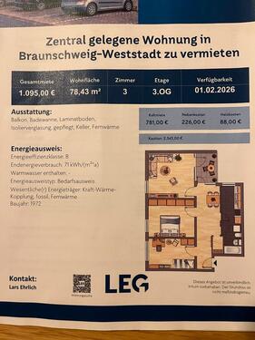 Foto - Helle 3-Zimmer-Wohnung BS-Weststadt - Einbauküche zum Verkauf