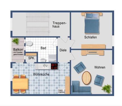 Foto - kernsanierte 2 Zimmer Wohnung, KDB, Loddgia, Gartenmitbenutzung