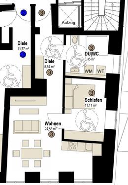 Foto - 2 Zimmer Wohnung - 825,00&nbsp;EUR Kaltmiete, ca.&nbsp; 53,00&nbsp;m&sup2;