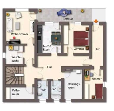 Foto - Wohnung Souterrain, 85qm, 3 Zimmer, Küche, Bad, Terrasse