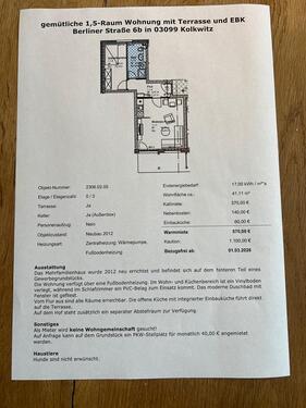 Foto - 1 Zimmer Etagenwohnung zur Miete in Kolkwitz