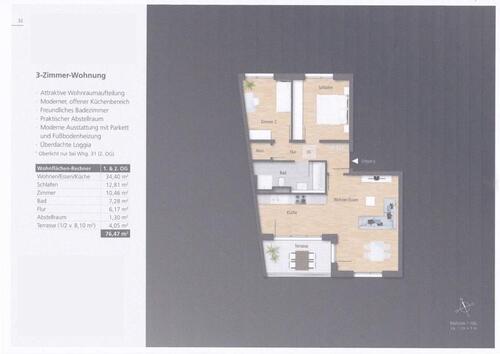 Foto - 3-Zimmer Wohnung zu vermieten - 810,00&nbsp;EUR Kaltmiete, ca.&nbsp; 76,00&nbsp;m&sup2;