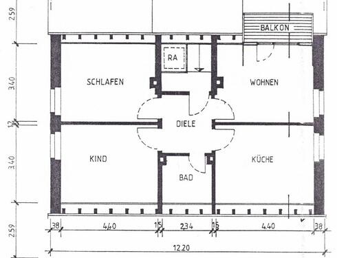 Foto - DG Wohnung mit Balkon - 546,00&nbsp;EUR Kaltmiete, ca.&nbsp; 65,00&nbsp;m&sup2;