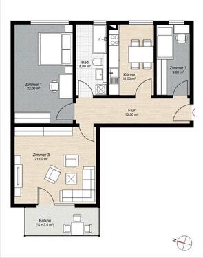 Foto - Helle 3-Zimmer-Wohnung in Zossen mit 85qm