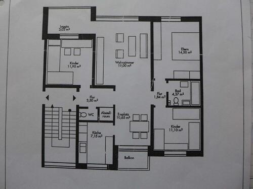 Foto - 4 Zimmerwohnung mit Balkon und Loggia in der 1. Etage
