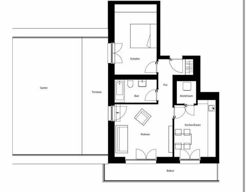 Foto - Moderne 2-Zimmer-Wohnung mit großem Garten und 2 Balkonen