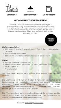 Foto - Mietangebot Diez - 650,00 EUR Kaltmiete,