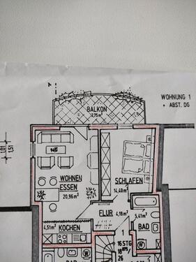 Foto - Wohnung, 2 Zimmer, Balkon - 550,00&nbsp;EUR Kaltmiete, ca.&nbsp; 57,00&nbsp;m&sup2;