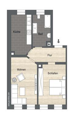 Foto - 2 Zimmer Erdgeschoßwohnung zur Miete in Leipzig