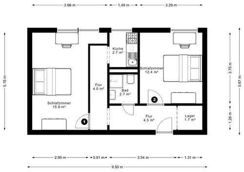 Foto - 1-Zimmer in 2er WG in Frankfurt-Unterliederbach mit EBK
