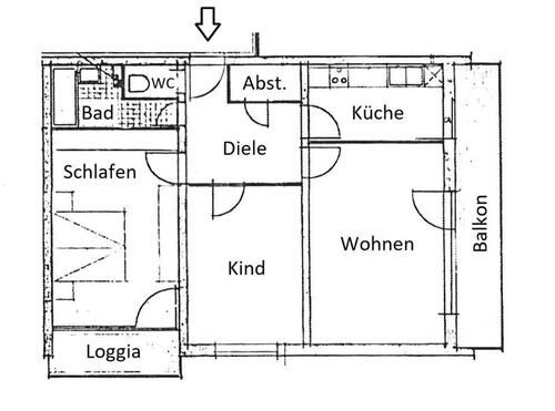 Foto - Wohnung ca. 85qm 2 Balkone 3 Zimmer + Abstellraum