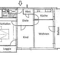 Wohnung ca. 85qm 2 Balkone 3 Zimmer + Abstellraum - Nürnberg Gibitzenhof