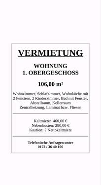 Foto - 4 Raum Wohnung zu Vermieten - 750,00&nbsp;EUR Kaltmiete, ca.&nbsp; 106,00&nbsp;m&sup2;